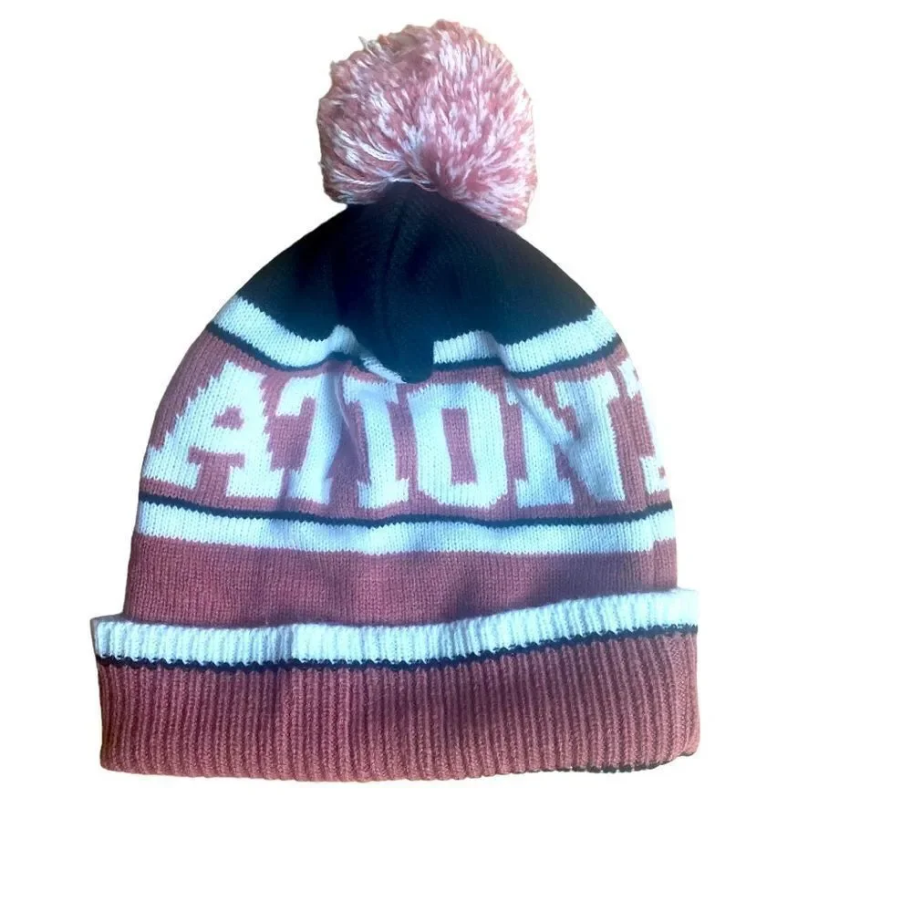 PINK Nation Ski Hat Cap Pom Pom OS